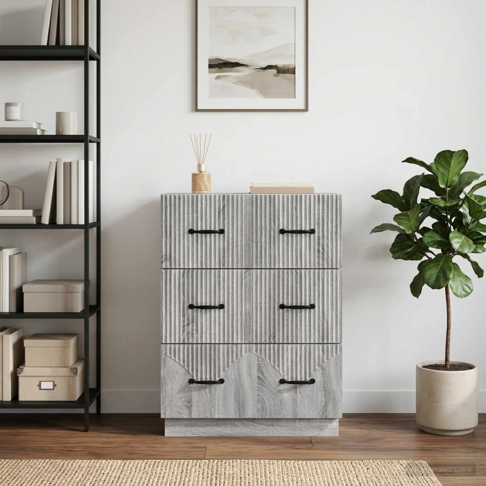 vidaXL Schubladenschrank Graues Sonoma 66 x 34,5 x 87 cm Holzwerkstoff