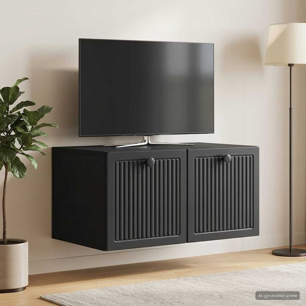 vidaXL Wandmontierter TV-Schrank Schwarz 59,5 x 41 x 30 cm
