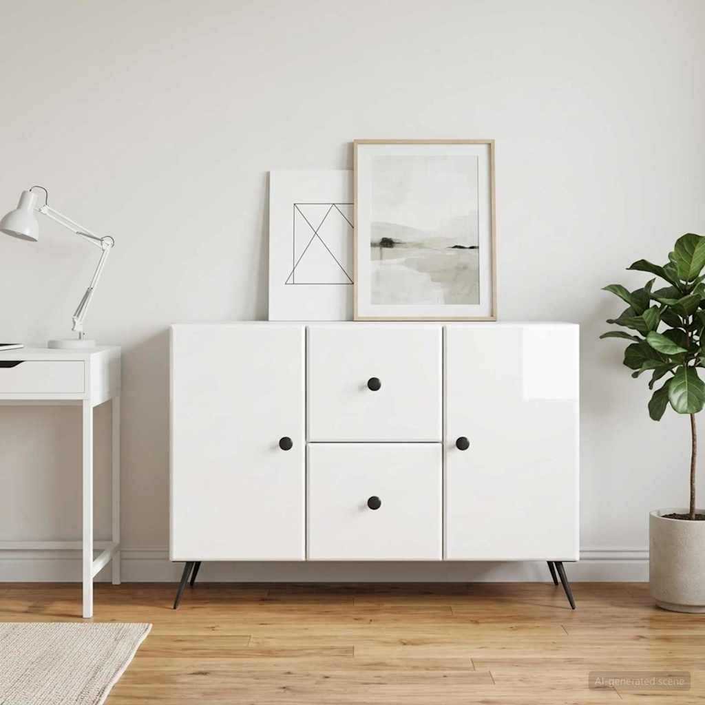 vidaXL Sideboard Hochglanz Weiß 89 x 34,5 x 60 cm Holzwerkstoff