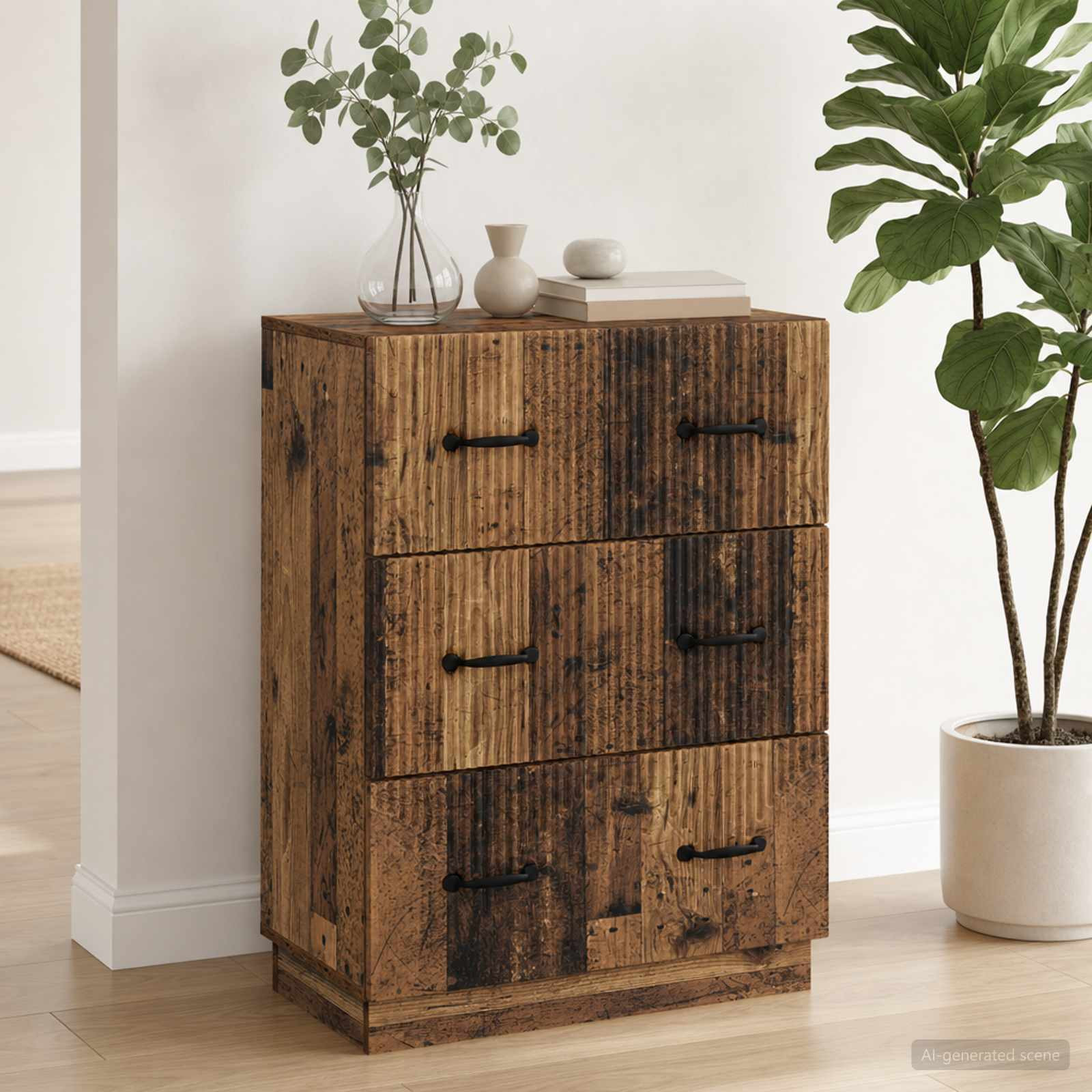 vidaXL Schubladenschrank Altholz 66 x 34,5 x 87 cm Holzwerkstoff
