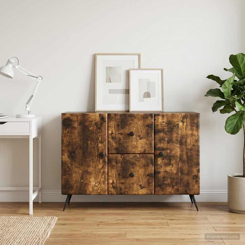vidaXL Sideboard Geräucherte Eiche 89 x 34,5 x 60 cm Holzwerkstoff