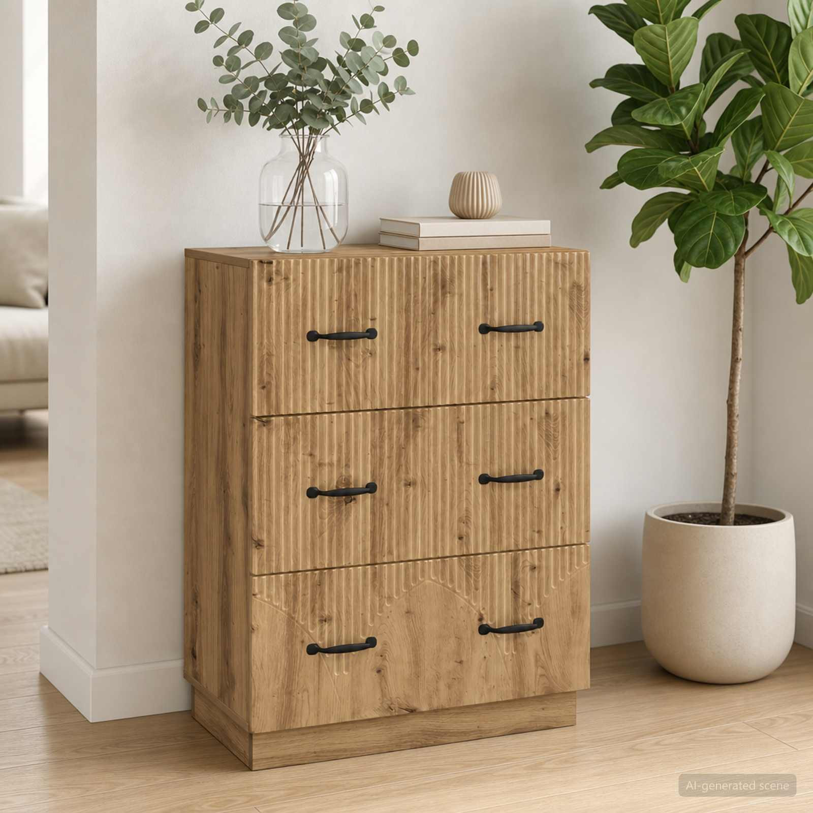 vidaXL Schubladenschrank 66 x 34,5 x 87 cm Holzwerkstoff Artisan-Eiche