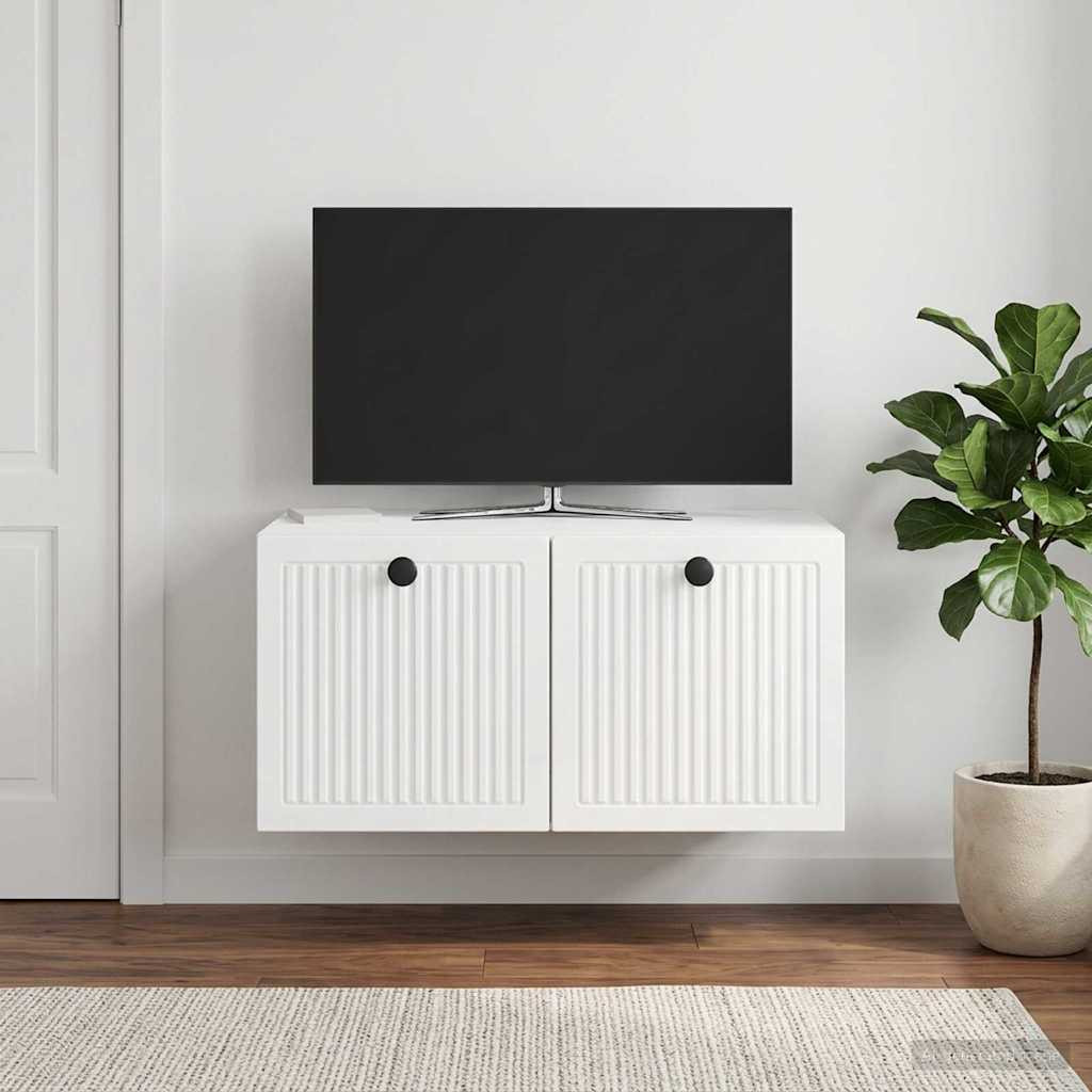 vidaXL Wandmontierter TV-Schrank Hochglanz Weiß 59,5 x 41 x 30 cm