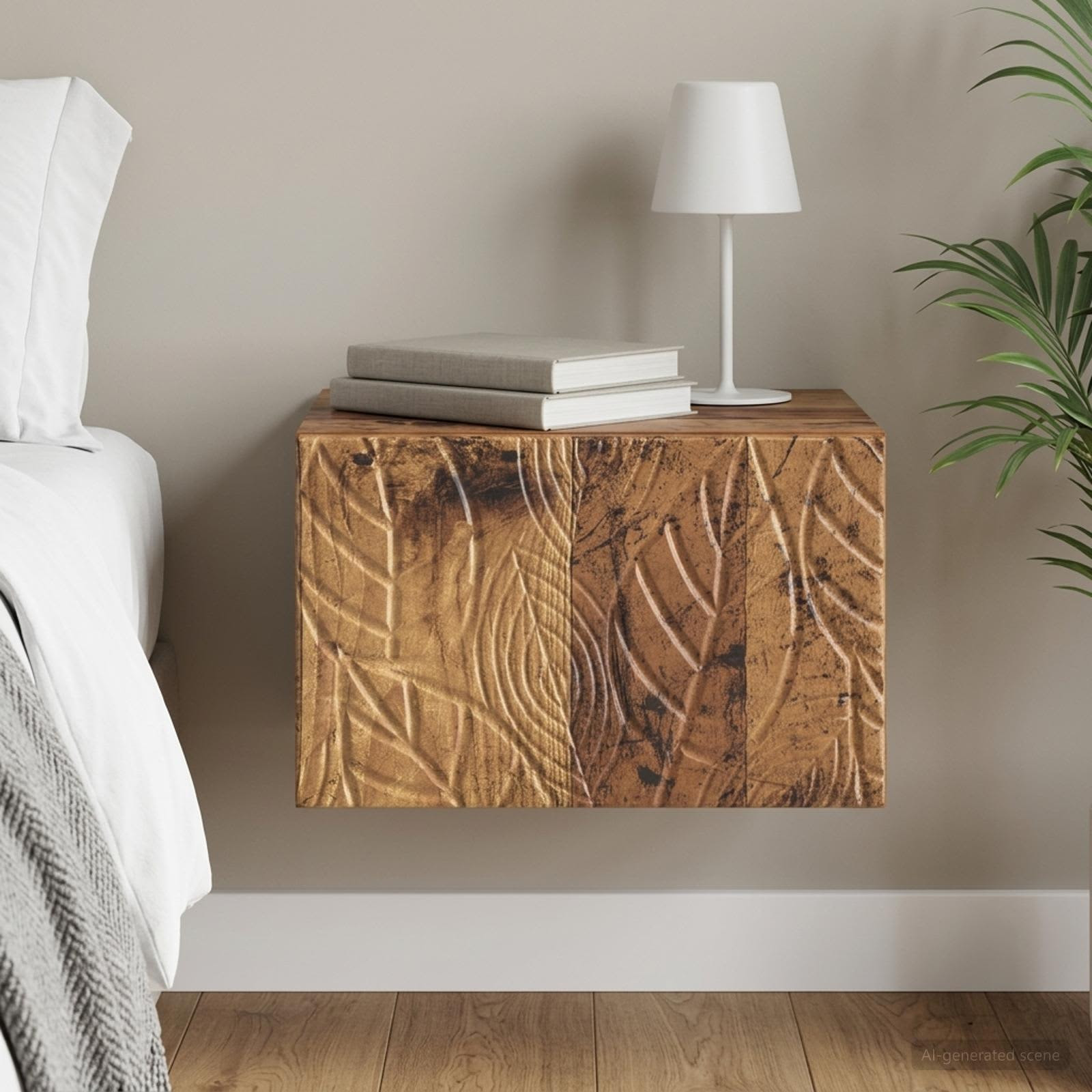 vidaXL Wandmontierter Nachttisch Altholz 49 x 34,5 x 20 cm