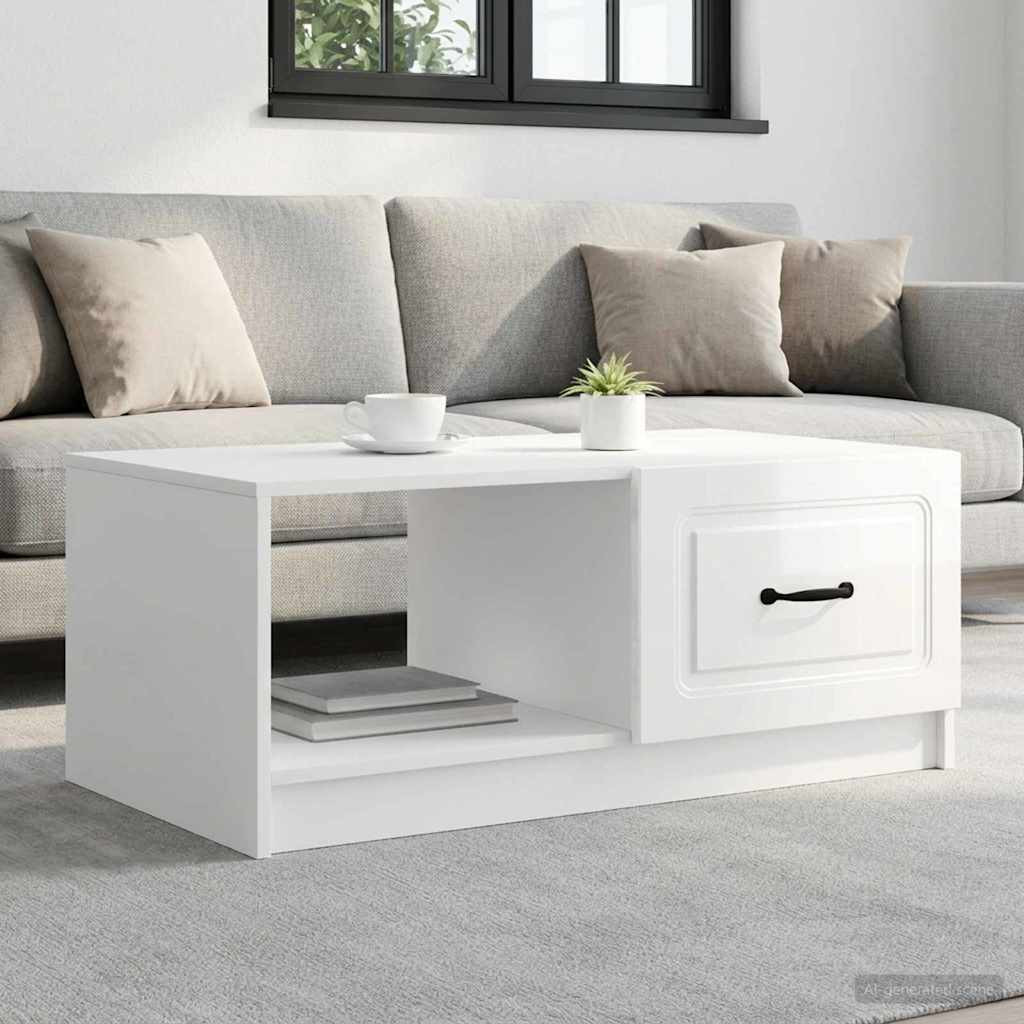 vidaXL Couchtisch Hochglanz Weiß 90 x 50 x 37 cm Holzwerkstoff