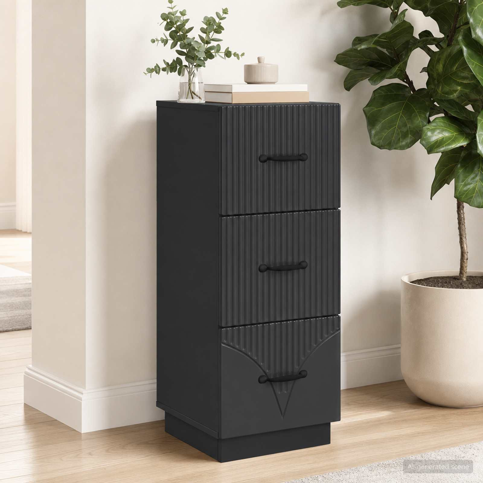 vidaXL Schubladenschrank Schwarz 33 x 34,5 x 87 cm Holzwerkstoff