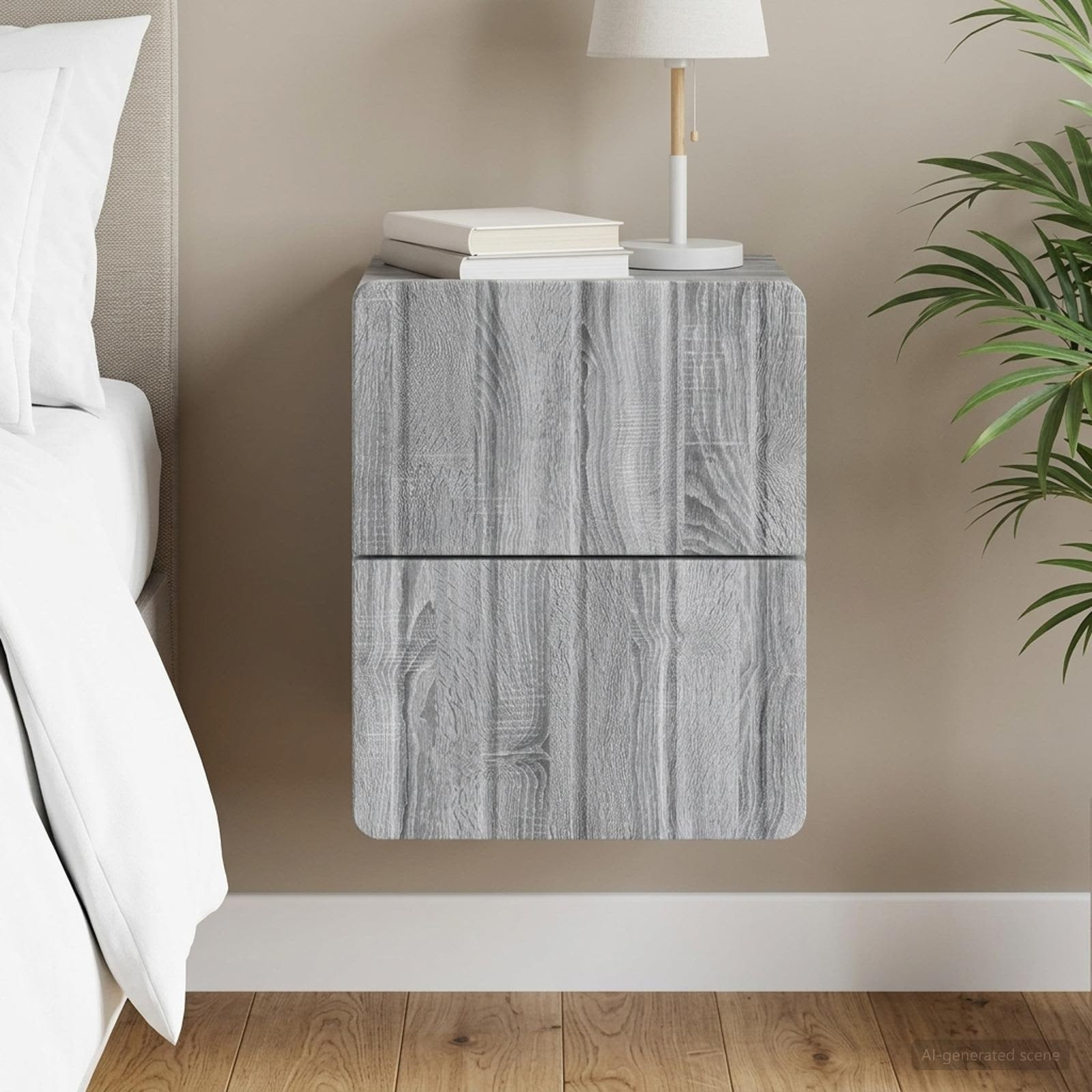 vidaXL Wandmontierter Nachttisch Graues Sonoma 33 x 34,5 x 43 cm