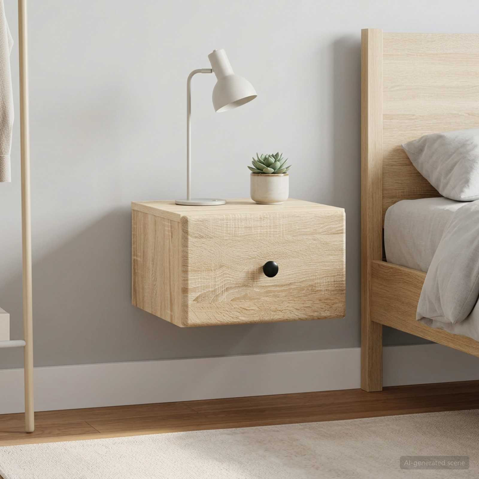 vidaXL Wandmontierter Nachttisch 2 pcs Sonoma-Eiche 34,5 x 33 x 20 cm
