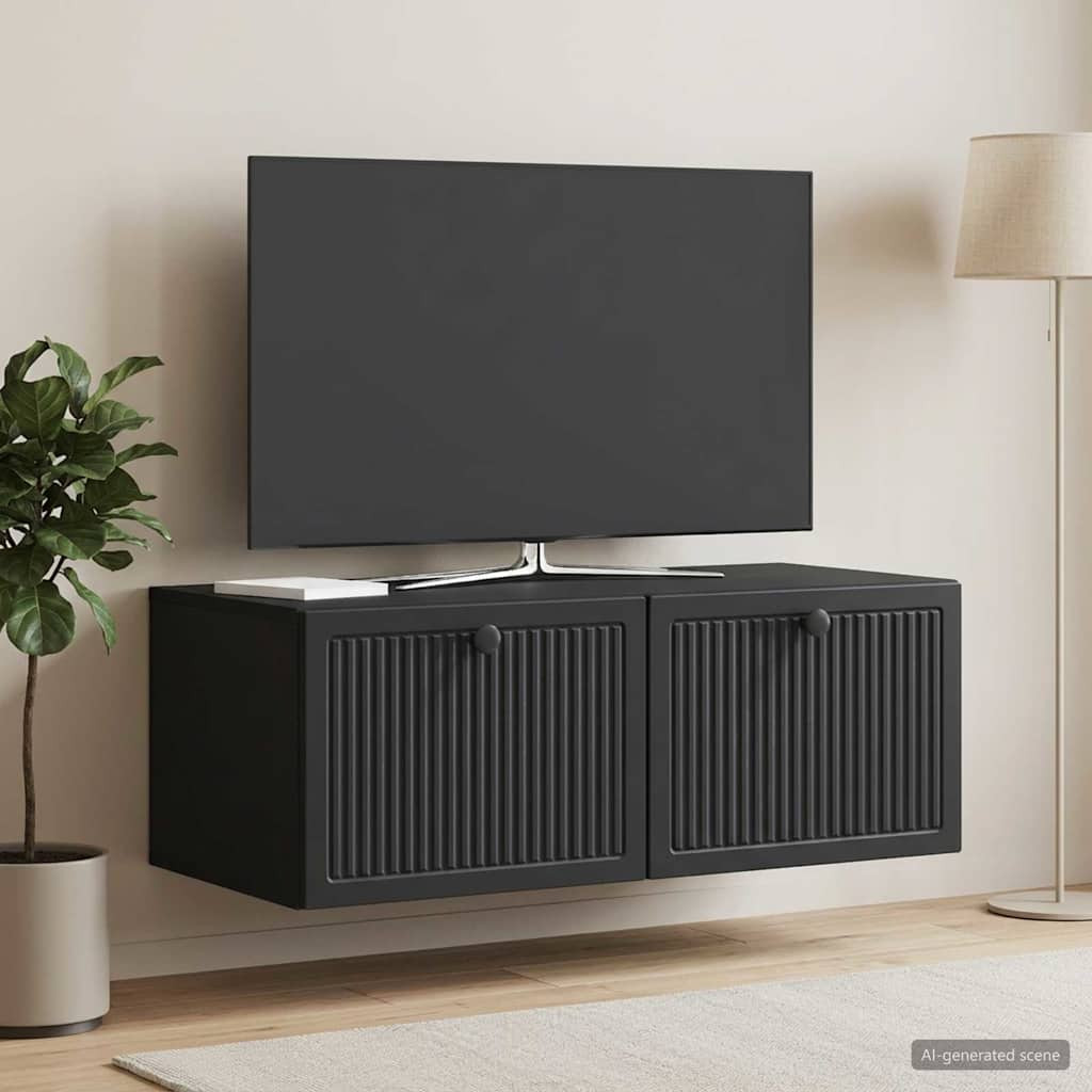 vidaXL Wandmontierter TV-Schrank Schwarz 78,5 x 41 x 30 cm