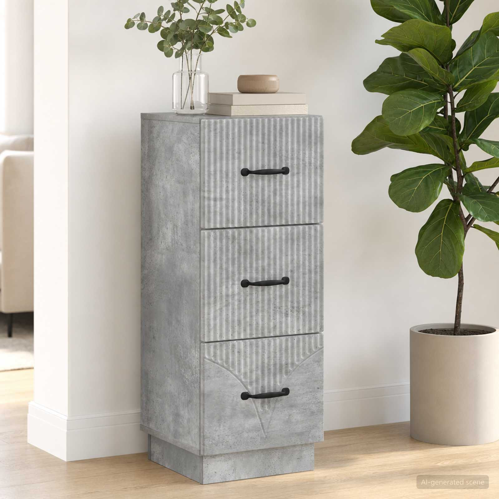 vidaXL Schubladenschrank Betongrau 33 x 34,5 x 87 cm Holzwerkstoff