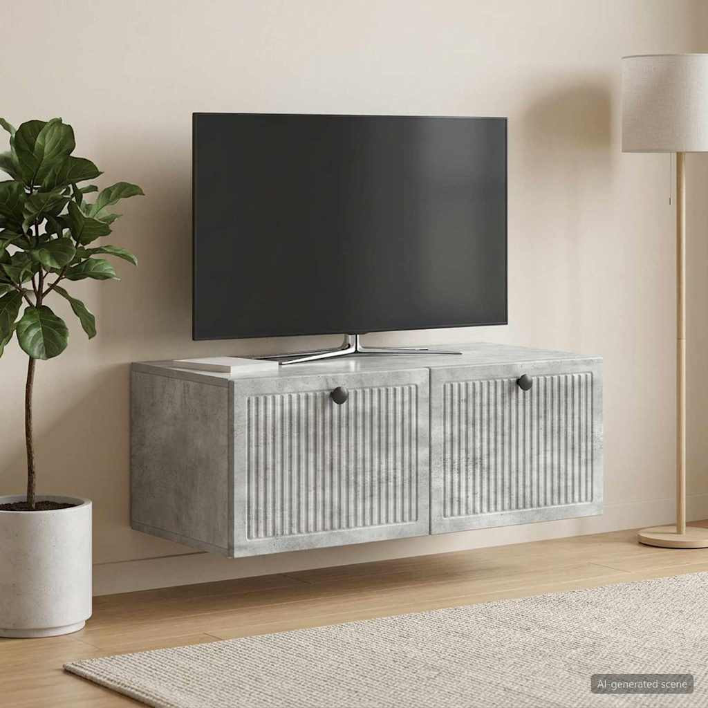 vidaXL Wandmontierter TV-Schrank Betongrau 78,5 x 41 x 30 cm
