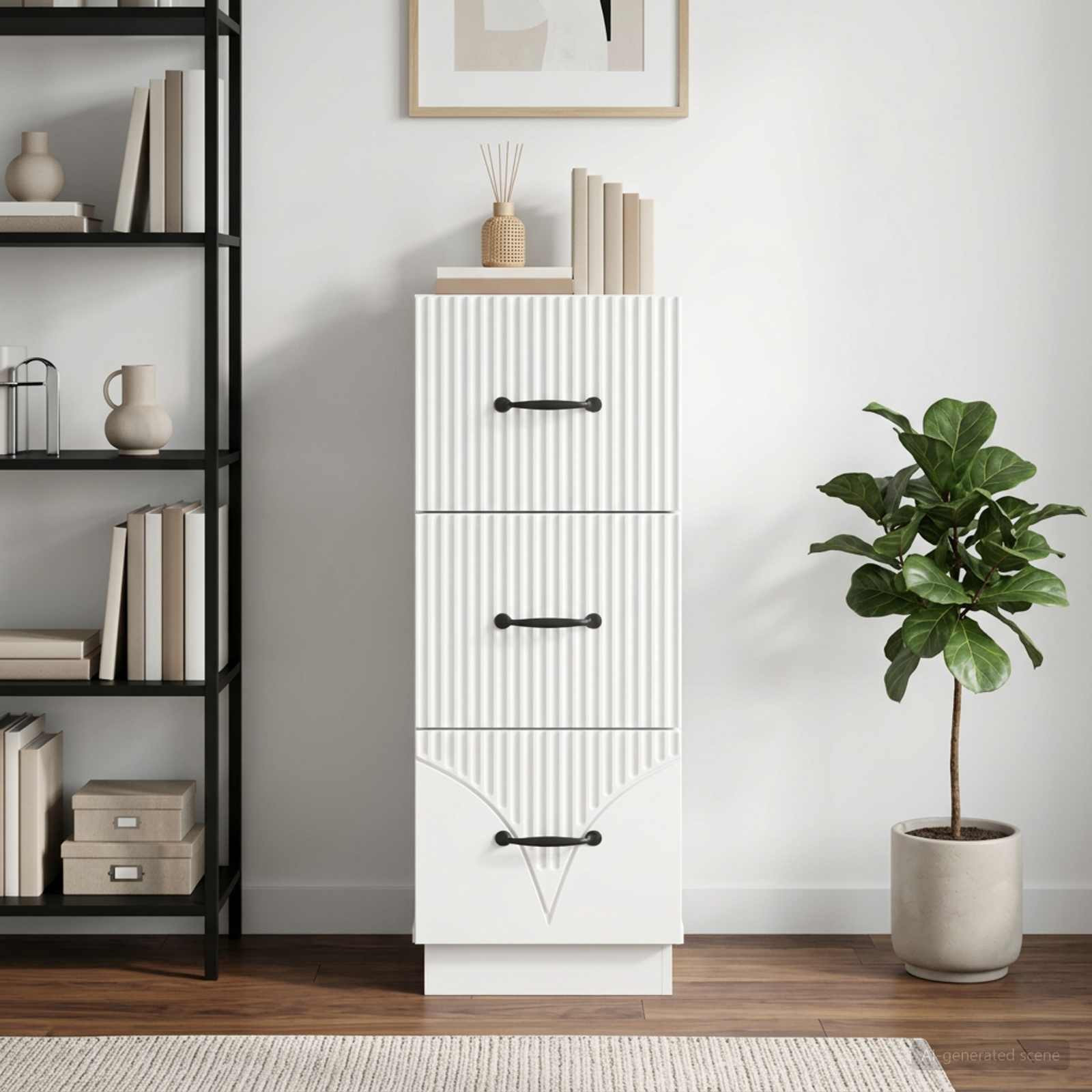 vidaXL Schubladenschrank Hochglanz Weiß 33 x 34,5 x 87 cm