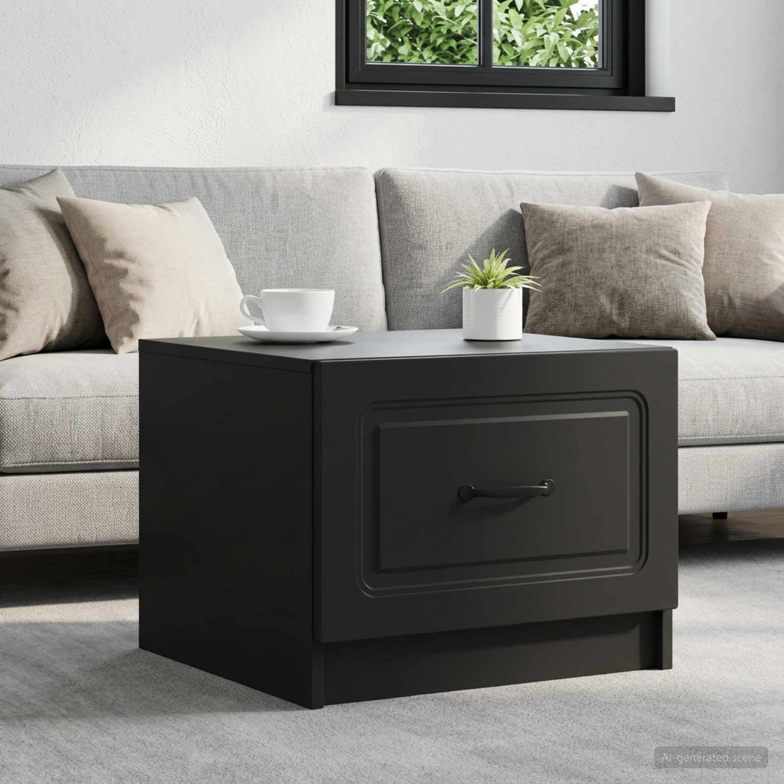 vidaXL Couchtisch mit Schubladen Schwarz 49 x 50 x 37 cm Holzwerkstoff