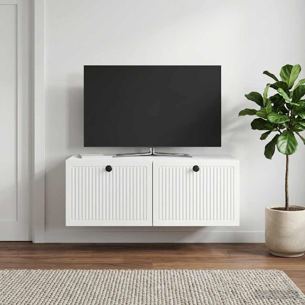 vidaXL Wandmontierter TV-Schrank Hochglanz Weiß 78,5 x 41 x 30 cm