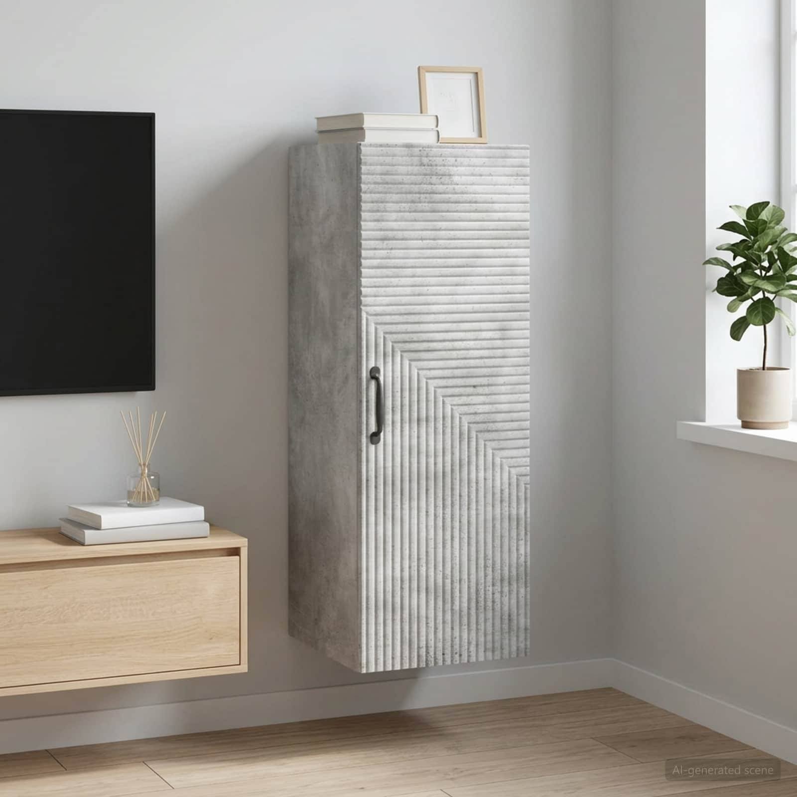 vidaXL Wandschrank Betongrau 33 x 34,5 x 90 cm Holzwerkstoff