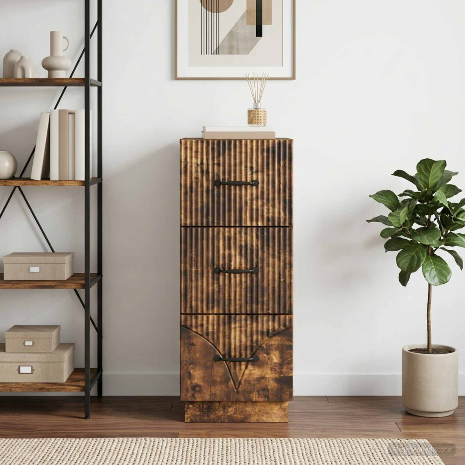 vidaXL Schubladenschrank Geräucherte Eiche 33 x 34,5 x 87 cm