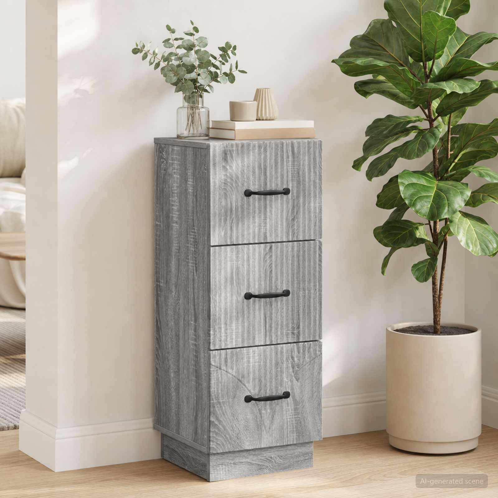 vidaXL Schubladenschrank Graues Sonoma 33 x 34,5 x 87 cm Holzwerkstoff