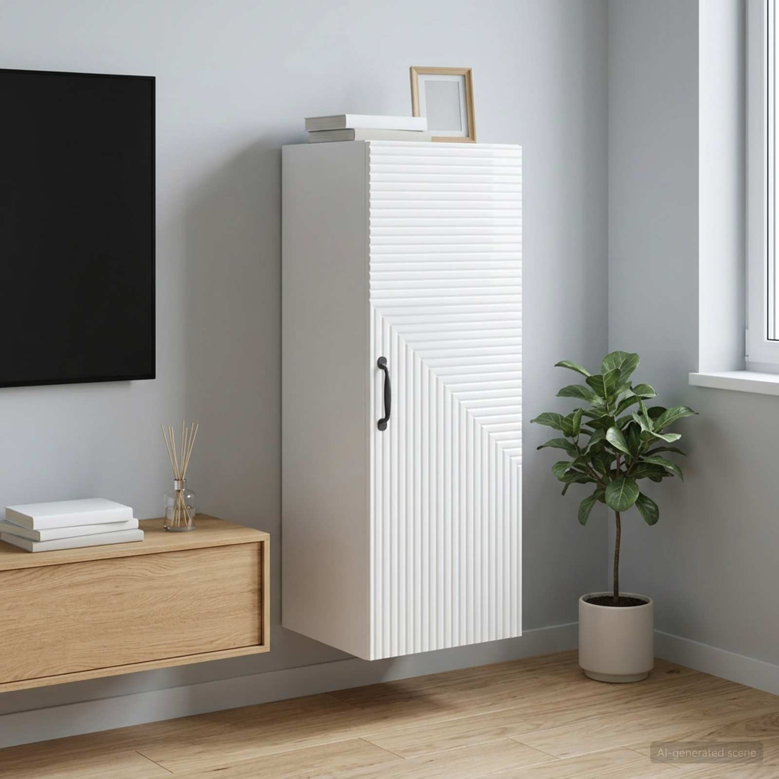 vidaXL Wandschrank Hochglanz Weiß 33 x 34,5 x 90 cm Holzwerkstoff