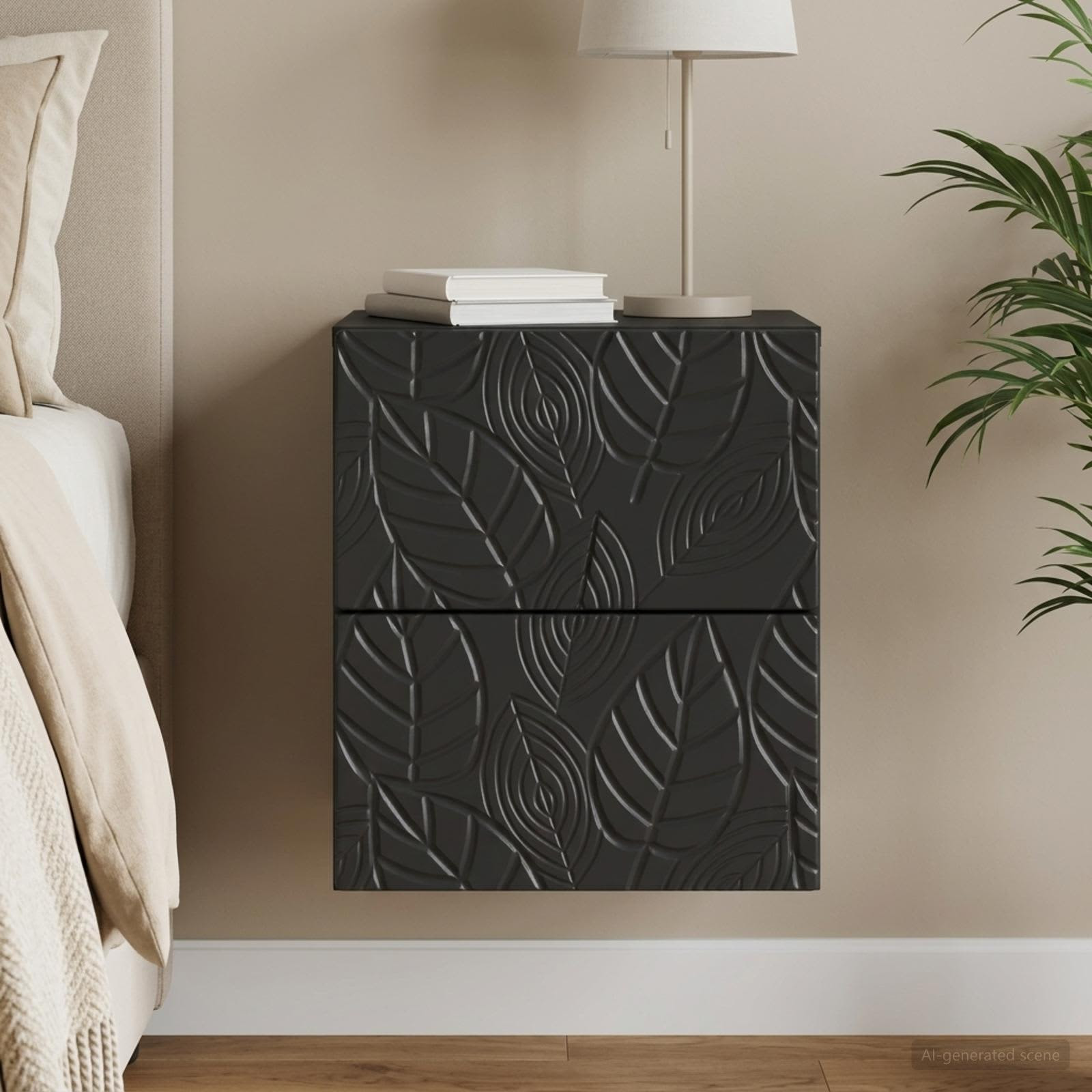 vidaXL Wandmontierter Nachttisch Schwarz 34,5 x 33 x 40 cm