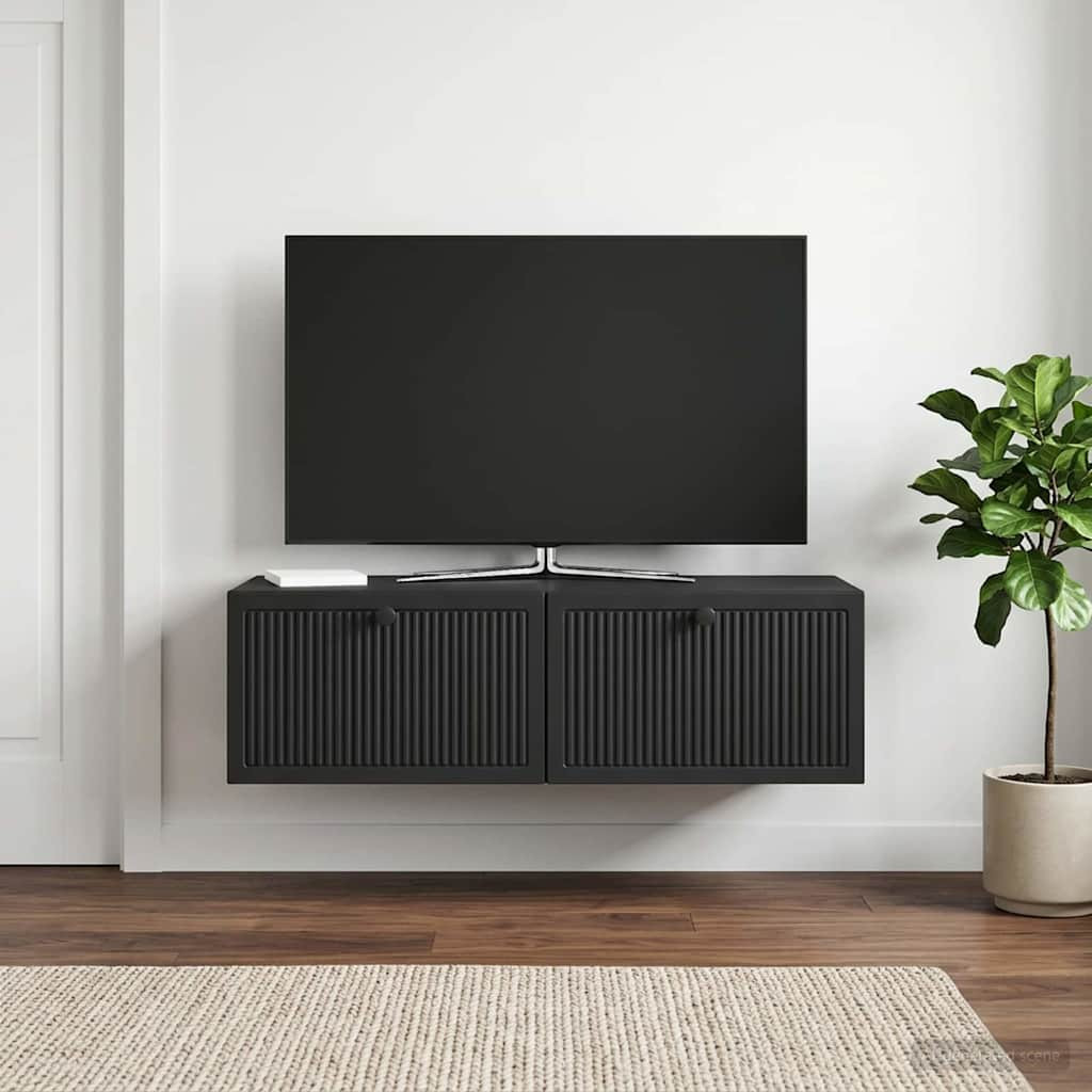 vidaXL Wandmontierter TV-Schrank Schwarz 98 x 41 x 30 cm Holzwerkstoff