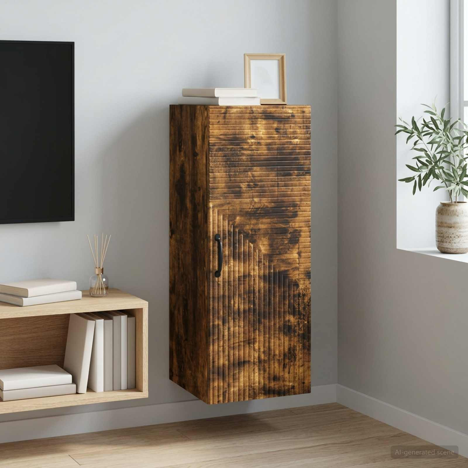 vidaXL Wandschrank Geräucherte Eiche 33 x 34,5 x 90 cm Holzwerkstoff