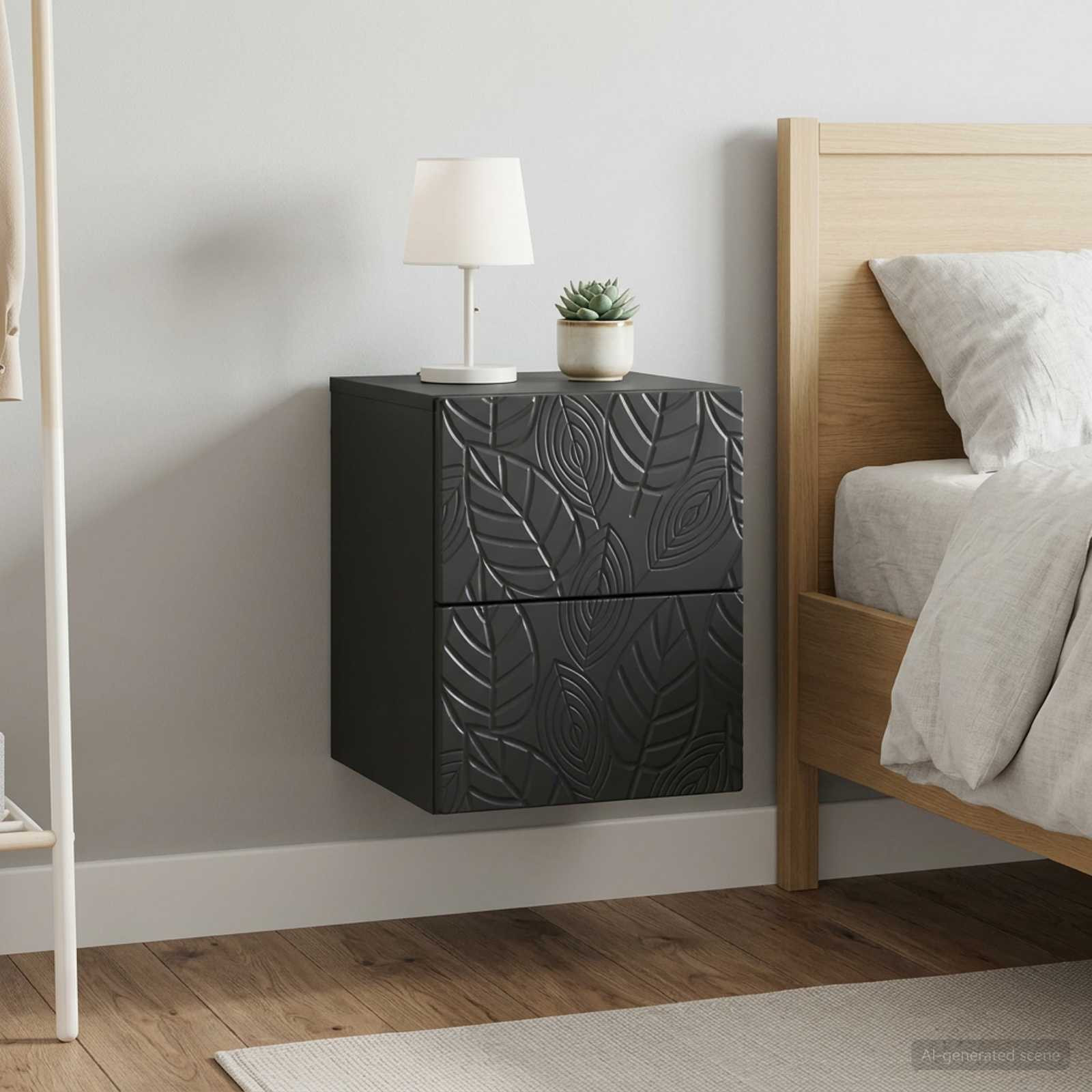 vidaXL Wandmontierter Nachttisch 2 pcs Schwarz 34,5 x 33 x 40 cm