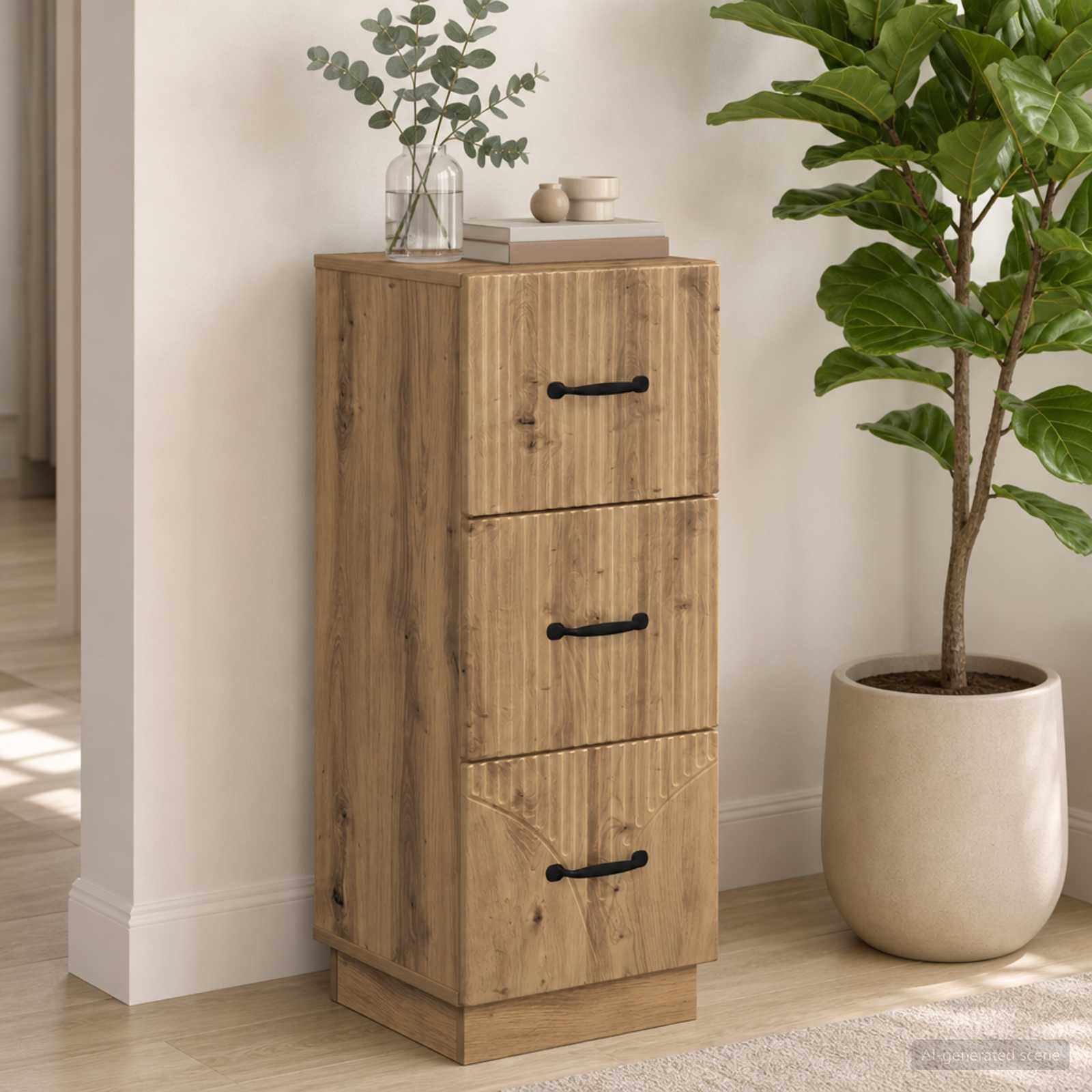 vidaXL Schubladenschrank 33 x 34,5 x 87 cm Holzwerkstoff Artisan-Eiche
