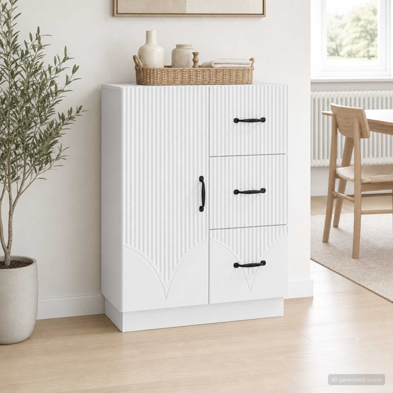 vidaXL Sideboard Weiß 66 x 34,5 x 87 cm Holzwerkstoff