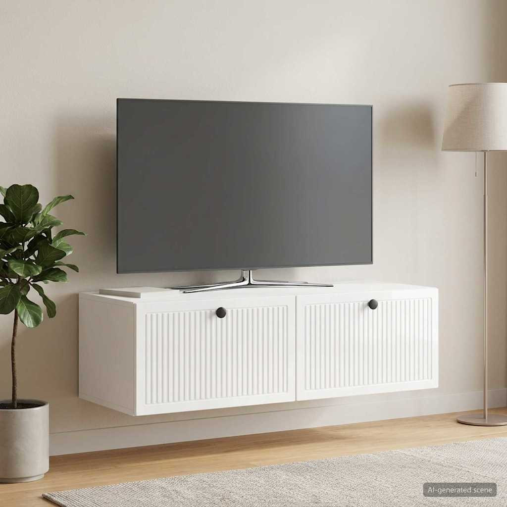 vidaXL Wandmontierter TV-Schrank Hochglanz Weiß 98 x 41 x 30 cm