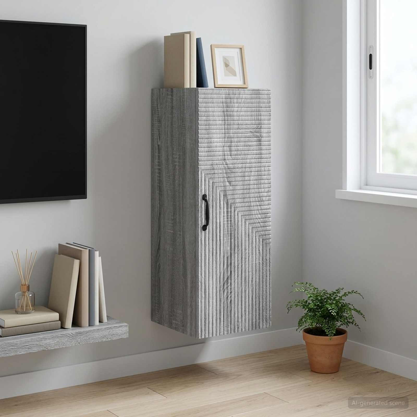 vidaXL Wandschrank Grau Sonoma 33 x 34,5 x 90 cm Holzwerkstoff