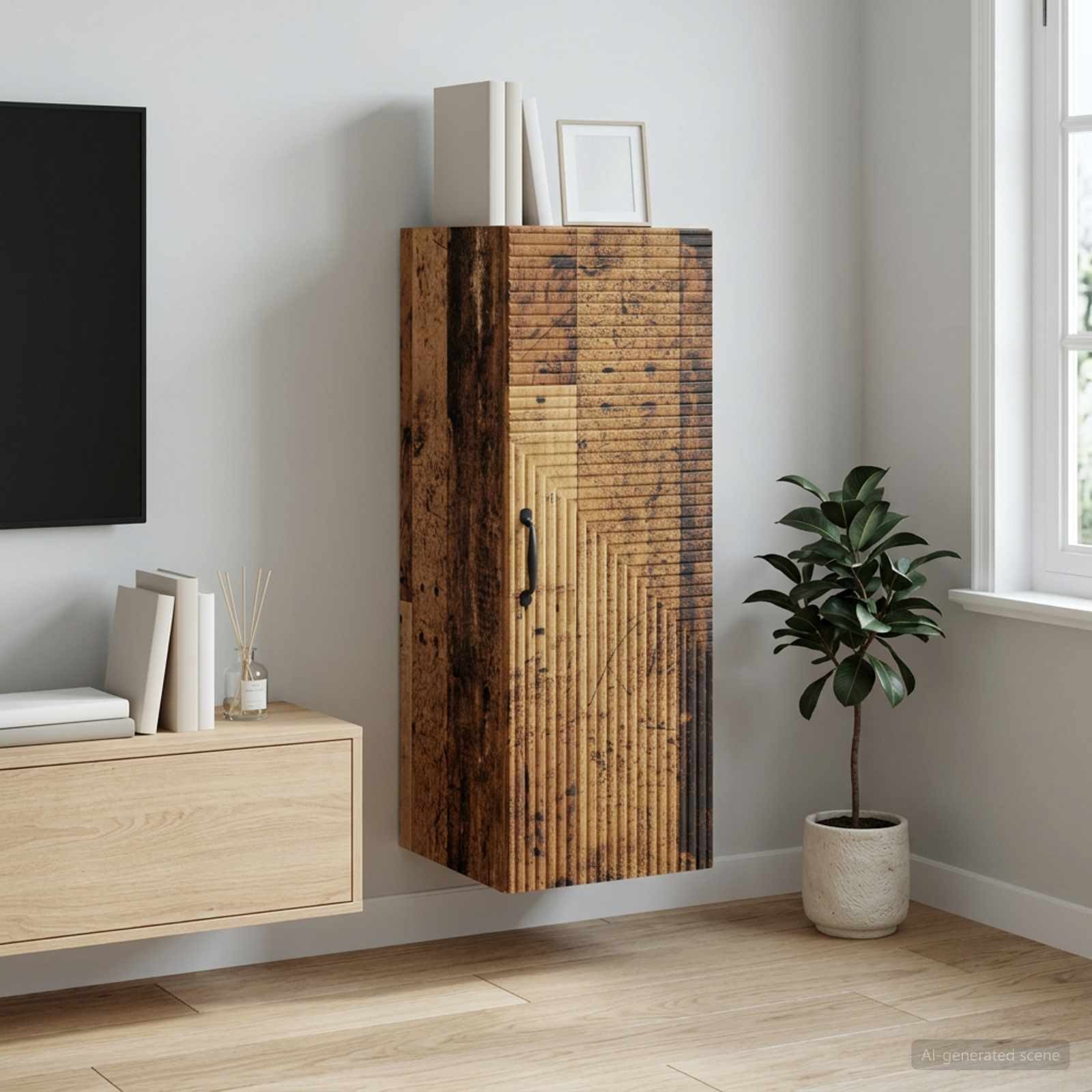 vidaXL Wandschrank Altholz 33 x 34,5 x 90 cm Holzwerkstoff