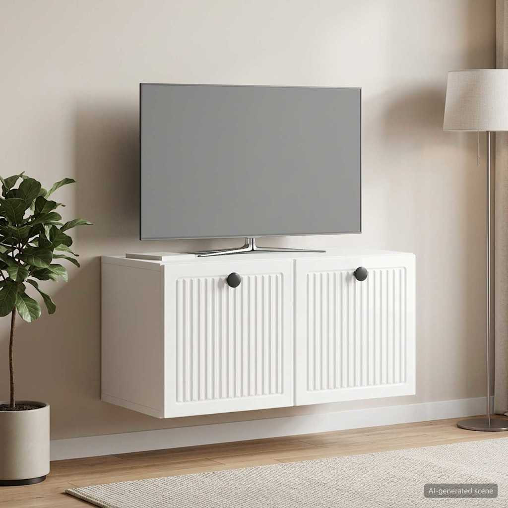 vidaXL Wandmontierter TV-Schrank Hochglanz Weiß 59,5 x 31 x 30 cm