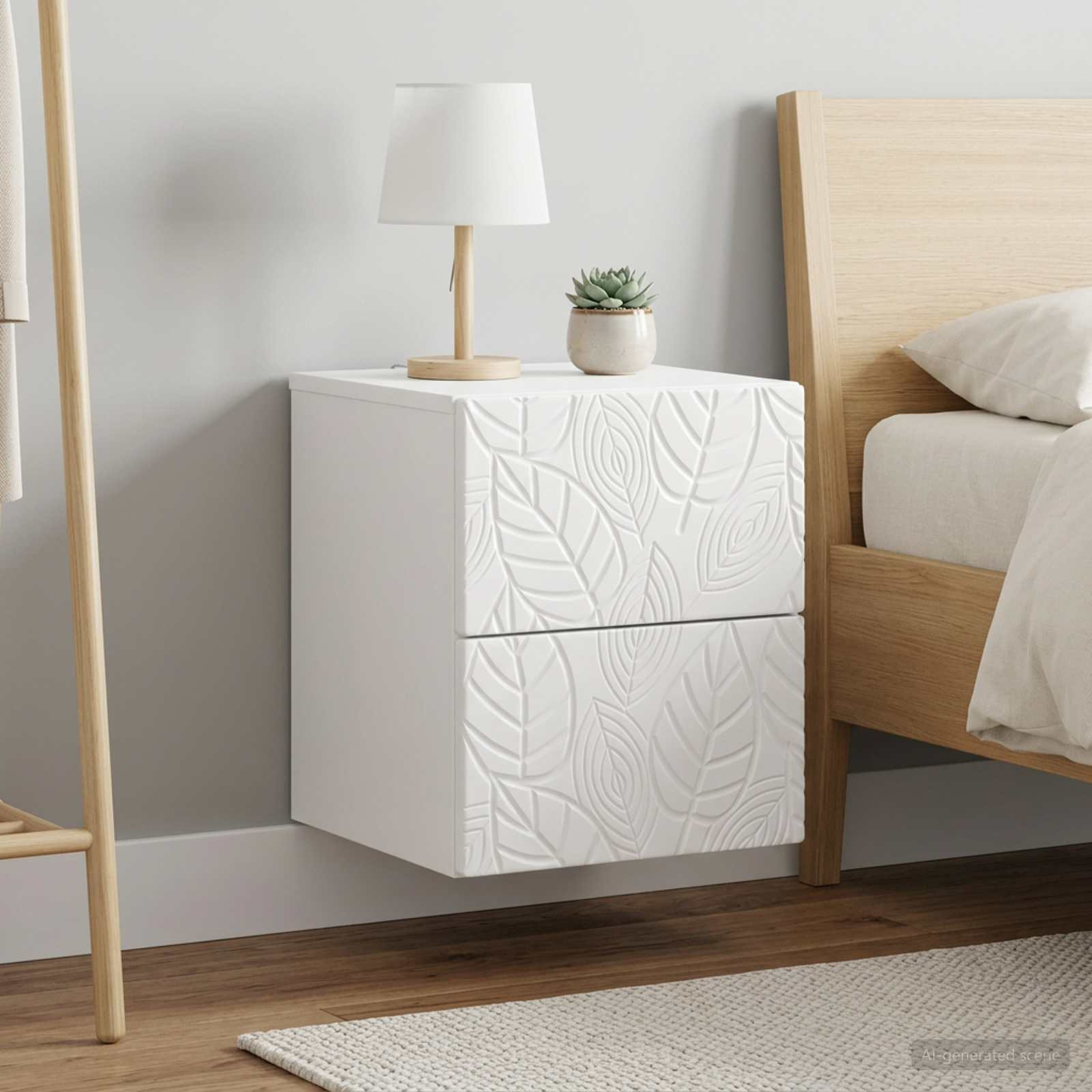 vidaXL Wandmontierter Nachttisch 2 pcs Hochglanz Weiß