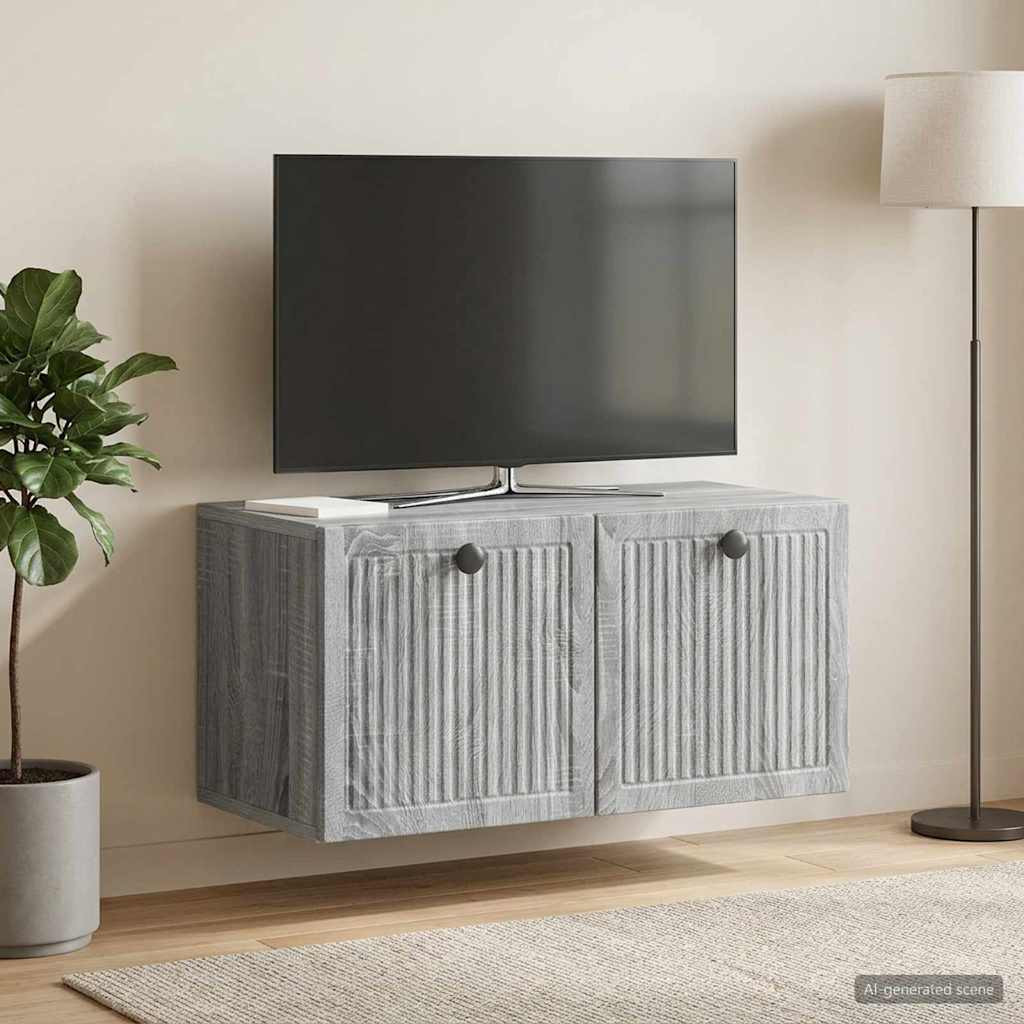 vidaXL Wandmontierter TV-Schrank Graues Sonoma 59,5 x 31 x 30 cm