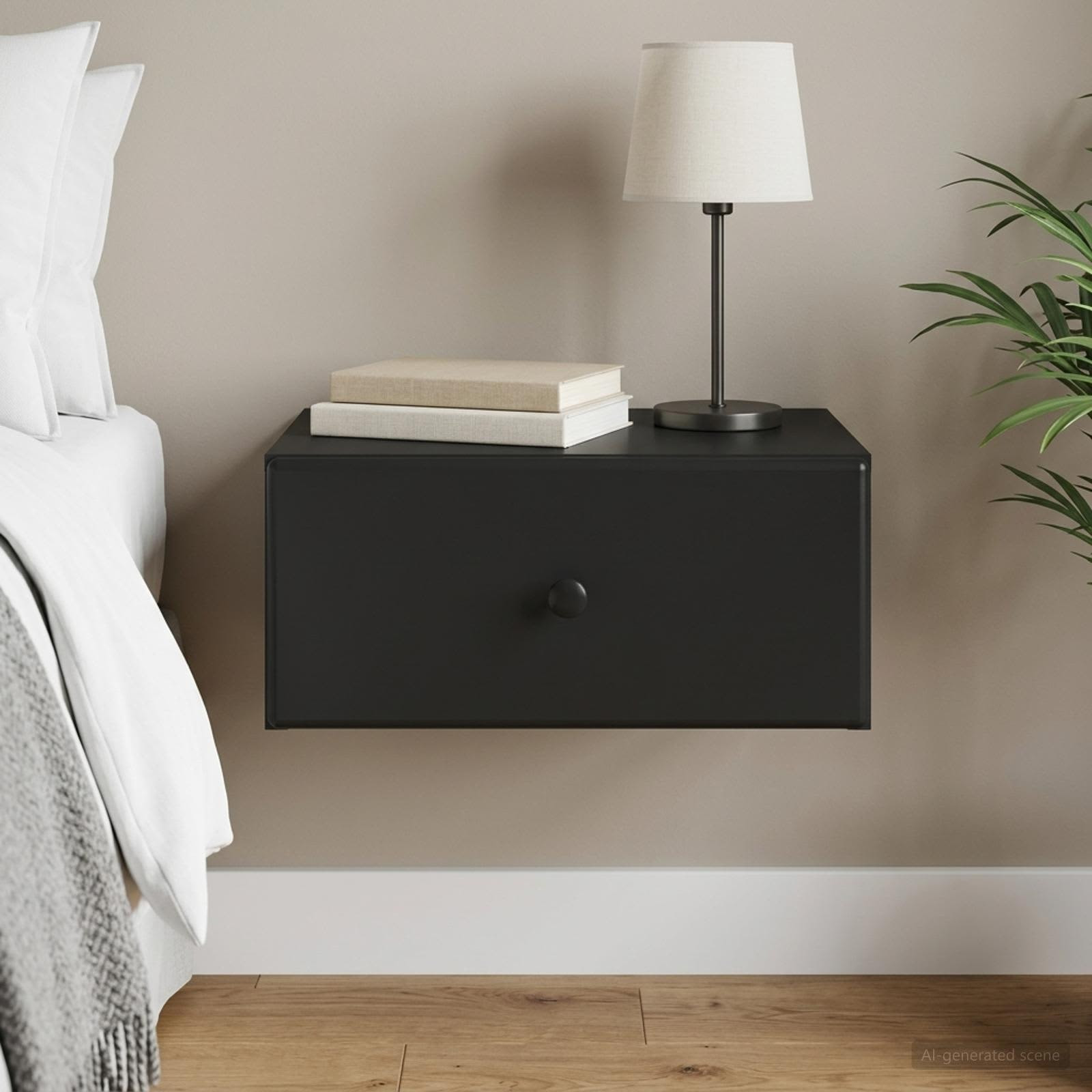 vidaXL Wandmontierter Nachttisch Schwarz 49 x 34,5 x 20 cm