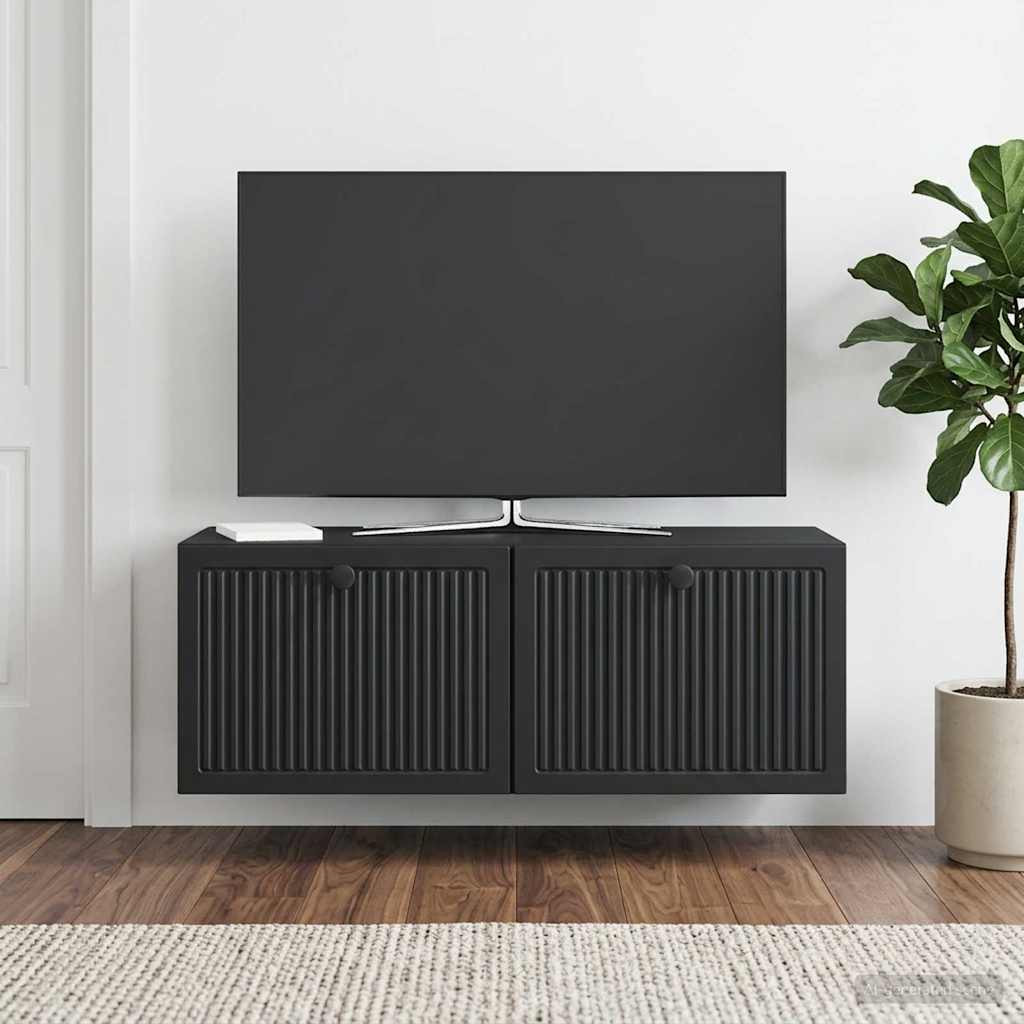 vidaXL Wandmontierter TV-Schrank Schwarz 78,5 x 31 x 30 cm