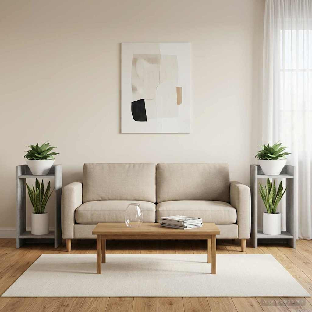 vidaXL Pflanzenständer 2 Stk. Betongrau 30 x 30 x 60 cm Holzwerkstoff