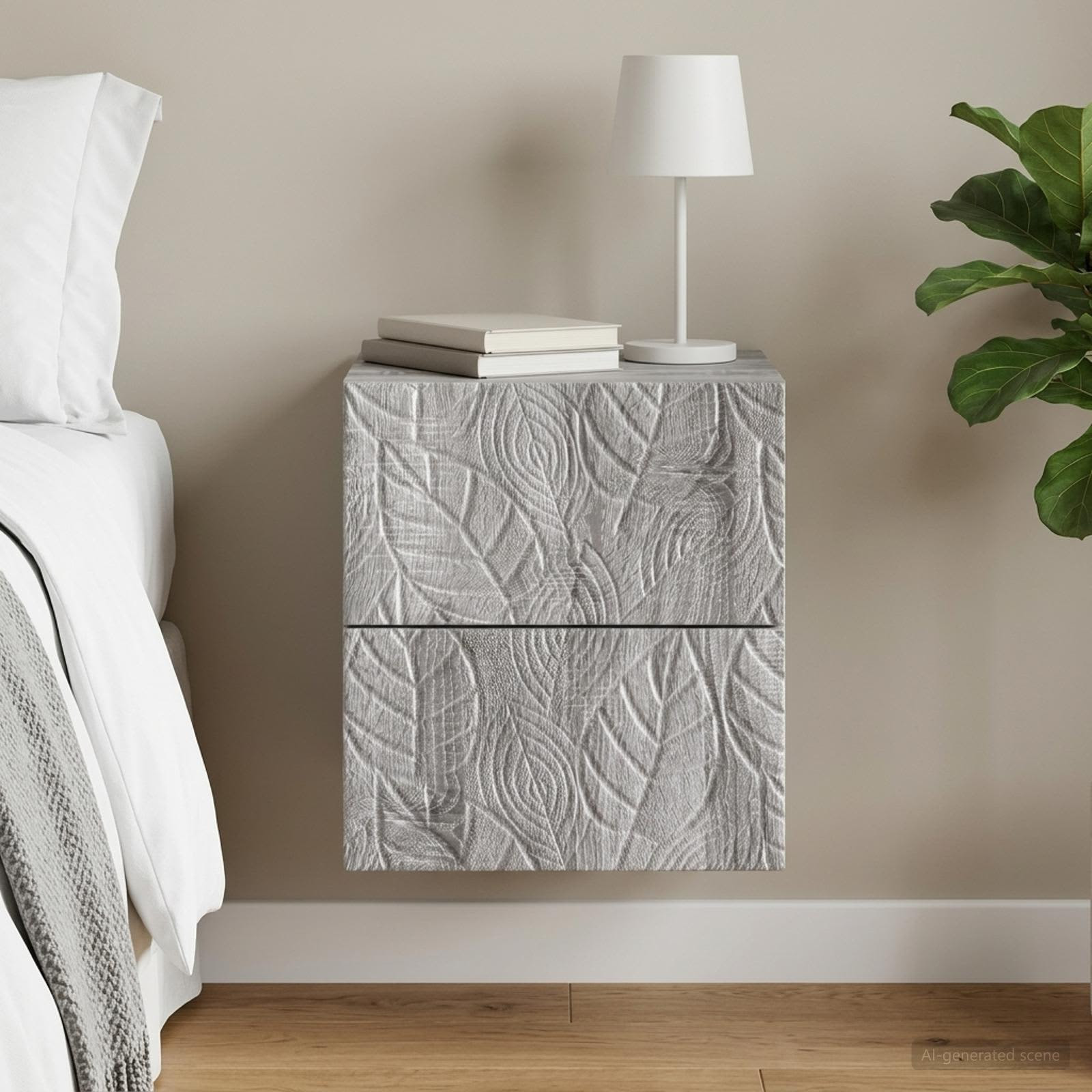 vidaXL Wandmontierter Nachttisch Grau Sonoma 34,5 x 33 x 40 cm