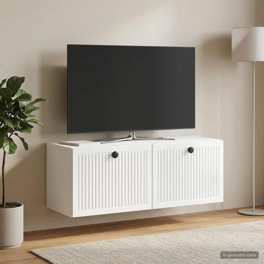 vidaXL Wandmontierter TV-Schrank Hochglanz Weiß 78,5 x 31 x 30 cm