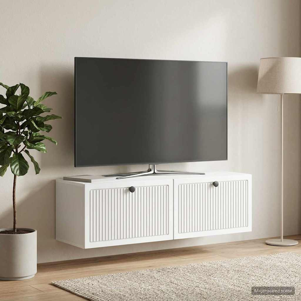 vidaXL Wandmontierter TV-Schrank Weiß 98 x 31 x 30 cm Holzwerkstoff