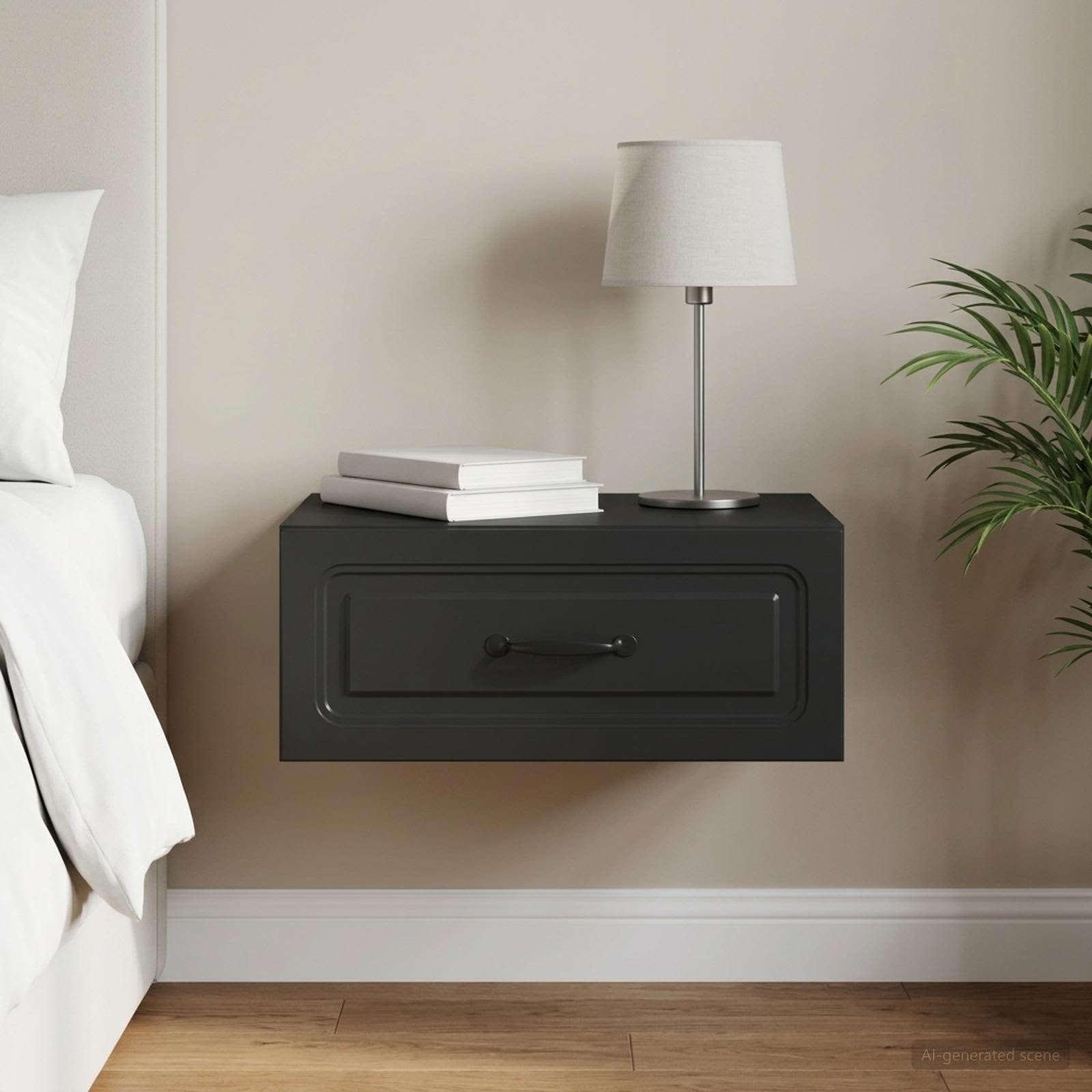 vidaXL Wandmontierter Nachttisch Schwarz 49 x 34,5 x 20 cm