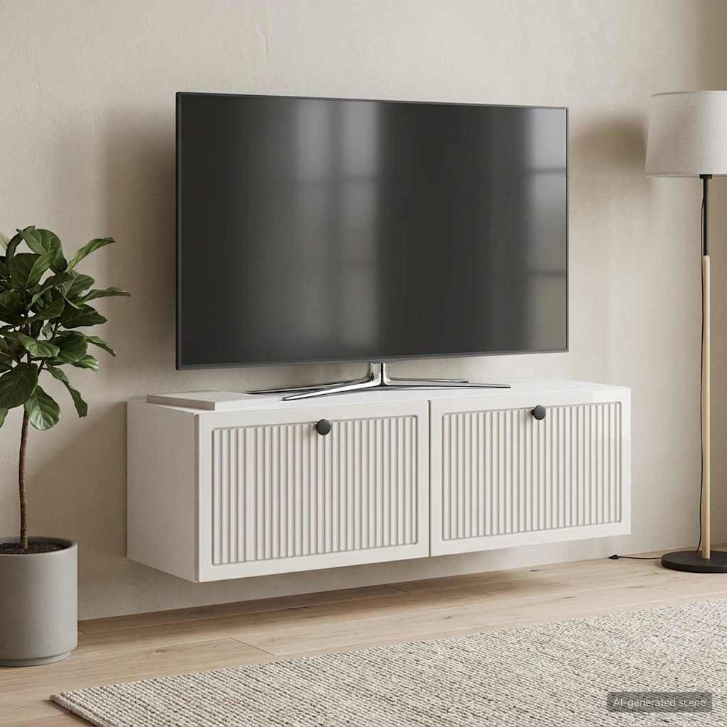 vidaXL Wandmontierter TV-Schrank Hochglanz Weiß 98 x 31 x 30 cm