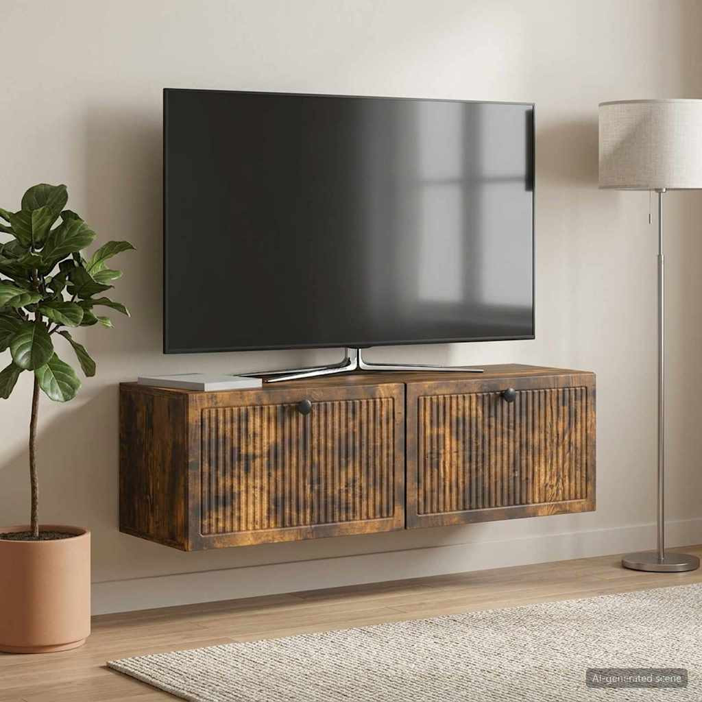 vidaXL Wandmontierter TV-Schrank Geräucherte Eiche 98 x 31 x 30 cm