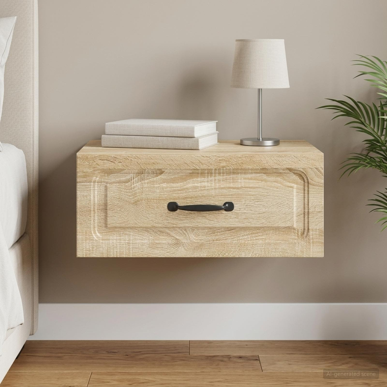 vidaXL Wandmontierter Nachttisch Sonoma-Eiche 49 x 34,5 x 20 cm