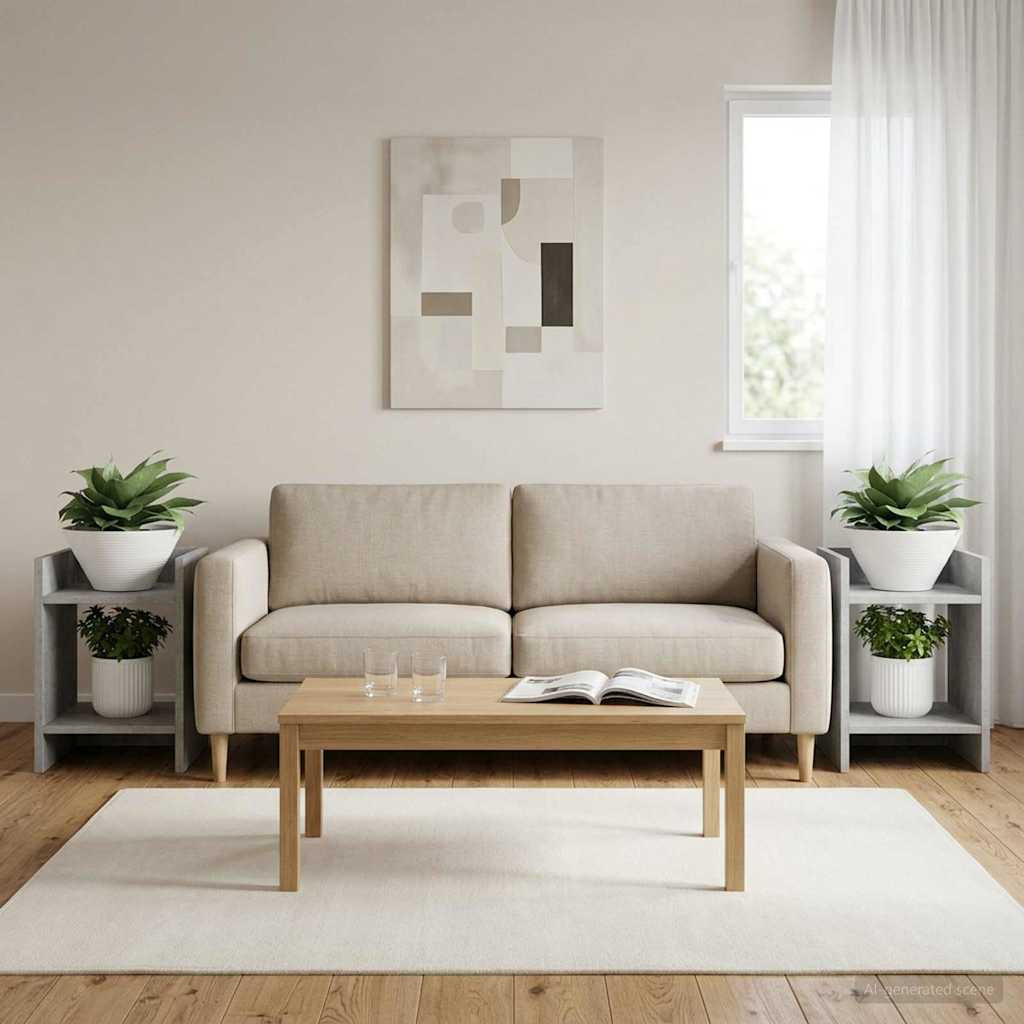 vidaXL Pflanzenständer 2 Stk. Betongrau 30 x 30 x 40 cm Holzwerkstoff