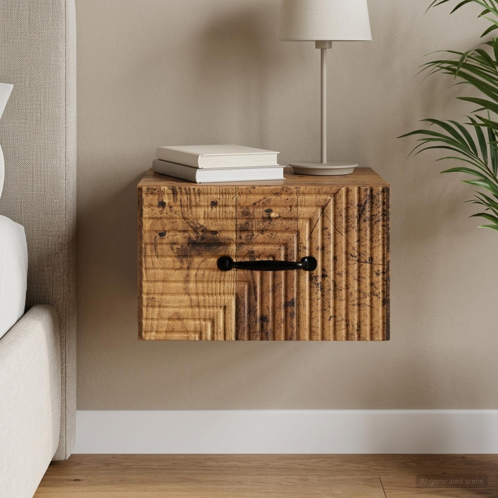 vidaXL Wandmontierter Nachttisch Altholz 34,5 x 33 x 20 cm