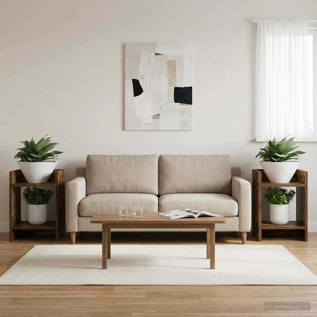 vidaXL Pflanzenständer 2 Stk. Geräucherte Eiche 30 x 30 x 40 cm