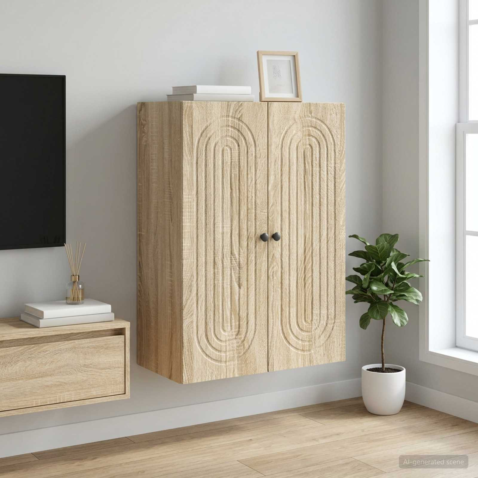 vidaXL Wandschrank Sonoma-Eiche 66 x 34,5 x 90 cm Holzwerkstoff