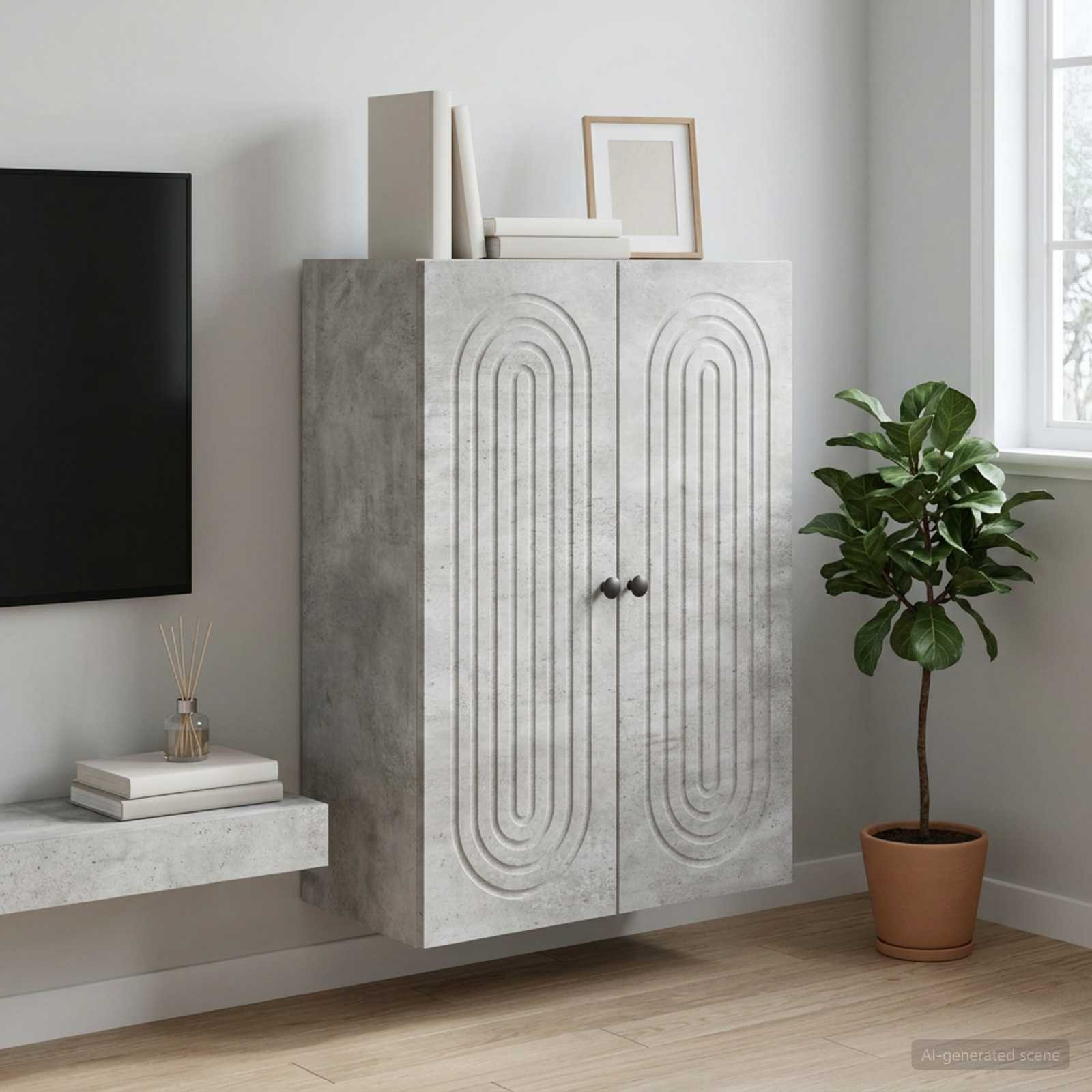 vidaXL Wandschrank Betongrau 66 x 34,5 x 90 cm Holzwerkstoff