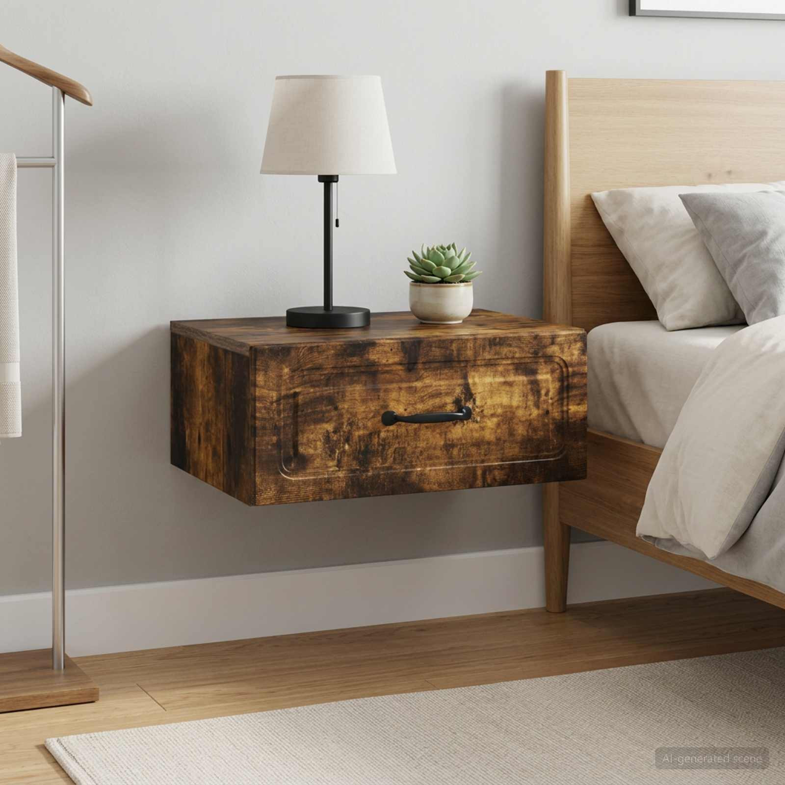 vidaXL Wandmontierter Nachttisch 2 pcs Geräucherte Eiche Holzwerkstoff